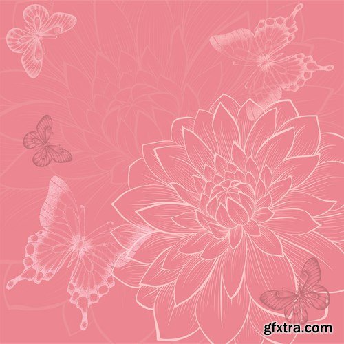 Stock Vector - Butterfly Flowers