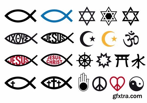 World Religious Symbols - 25 Vector