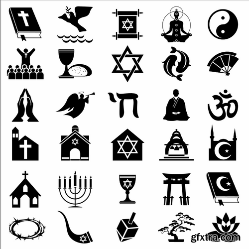 World Religious Symbols - 25 Vector