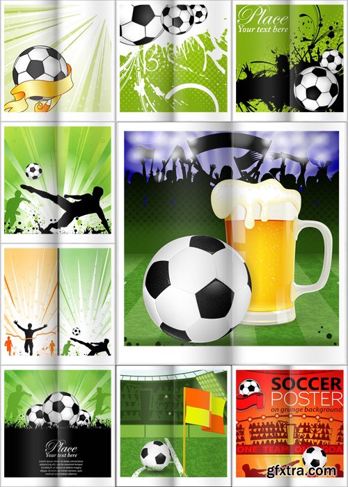 Soccer Stadium, Soccer Players on Grunge Background, Soccer Ball - Vektor photo