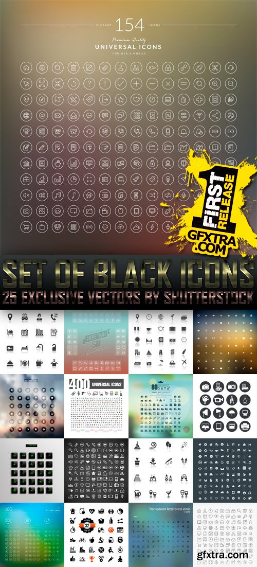 Amazing SS - Set of Black Icons (vol.6), 25xEPS