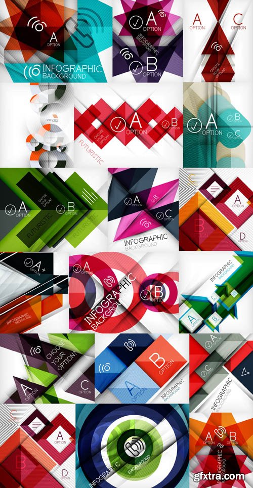Abstract Backgrounds &amp; Infographics Collection 2, 25xEPS