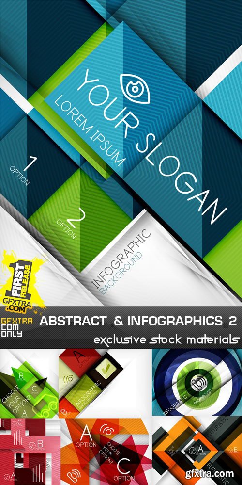 Abstract Backgrounds &amp; Infographics Collection 2, 25xEPS