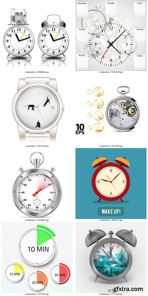 Shutterstock - Alarm clock, Time, watch, 25xEps Shutterstock - Alarm clock, Time, watch, 25xEps