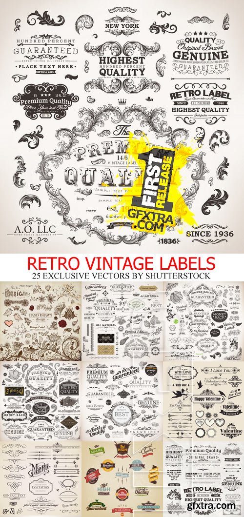 Amazing SS - Retro Vintage labels, 25xEPS Amazing SS - Retro Vintage labels, 25xEPS