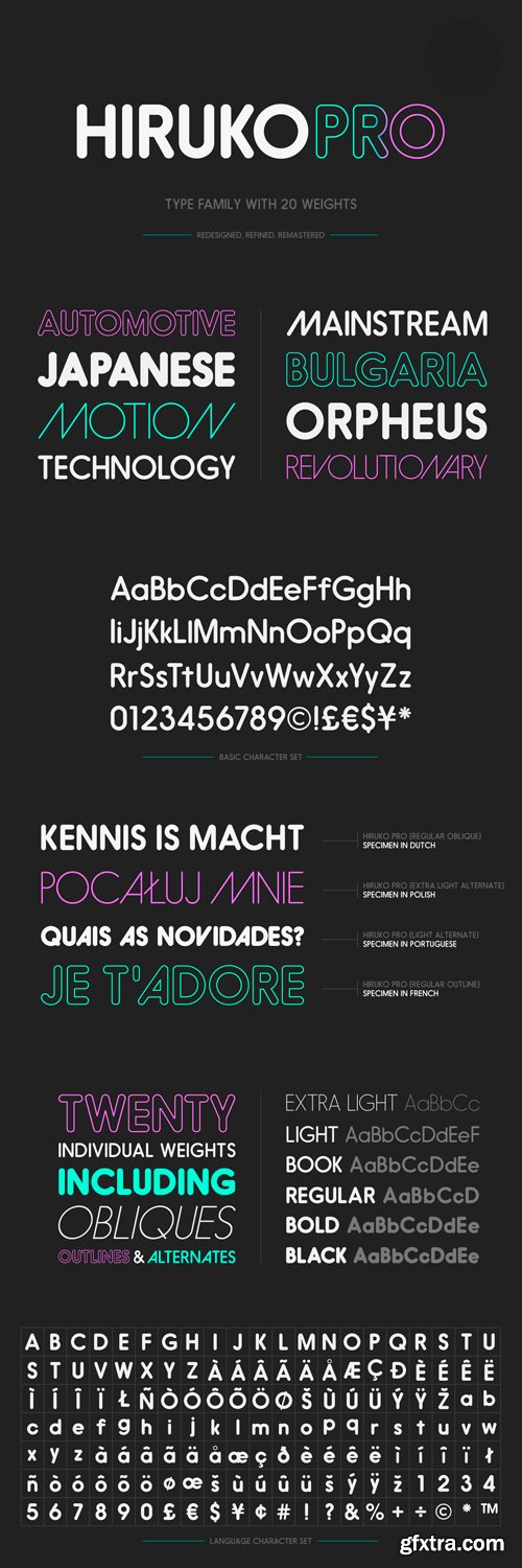 Hiruko Pro Font Family - 21 Fonts for $600 Hiruko Pro Font Family - 21 Fonts for $600