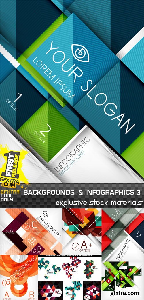 Abstract Backgrounds &amp; Infographics Collection 3, 25xEPS