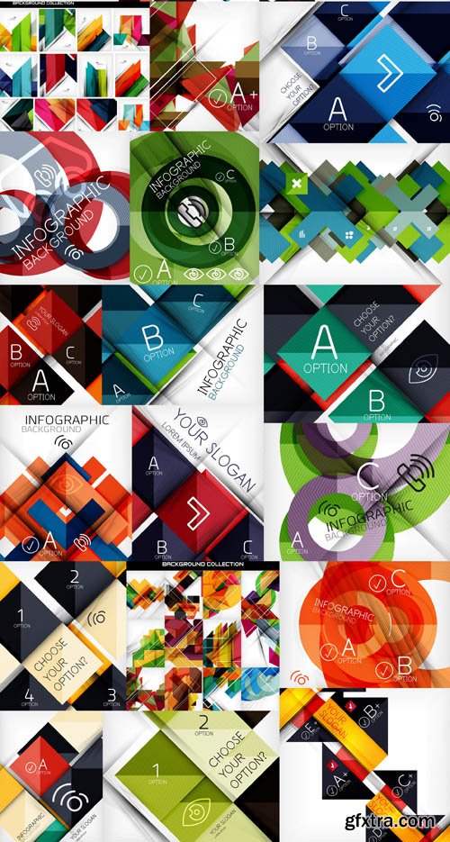 Abstract Backgrounds &amp; Infographics Collection 3, 25xEPS