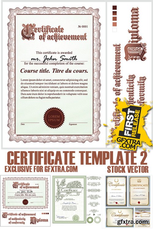 Stock Vectors - Certificate Template 2, 25xEps Stock Vectors - Certificate Template 2, 25xEps