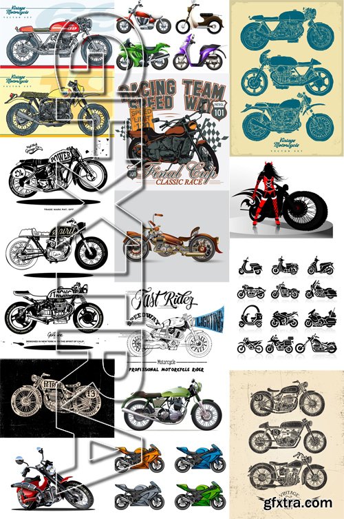 Stock Vectors - Motorcycles, 25xEps