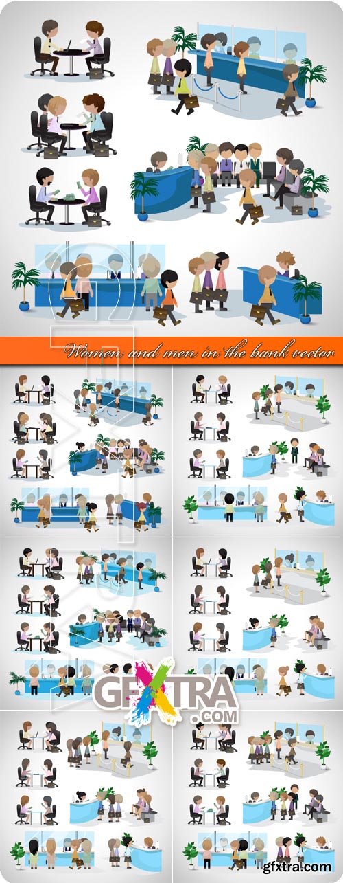 Women and men in the bank vector