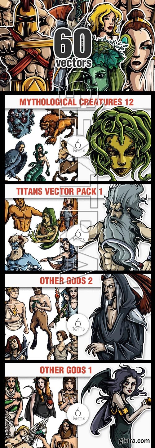 Greek Mythological Mega Pack, 60 Characters in 8xEPS Greek Mythological Mega Pack, 60 Characters in 8xEPS