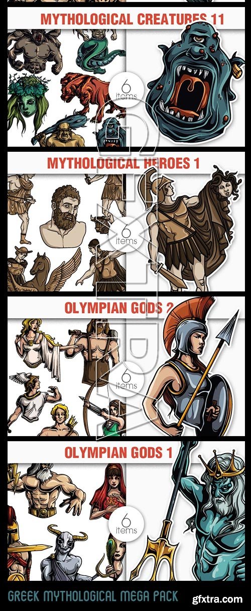 Greek Mythological Mega Pack, 60 Characters in 8xEPS Greek Mythological Mega Pack, 60 Characters in 8xEPS