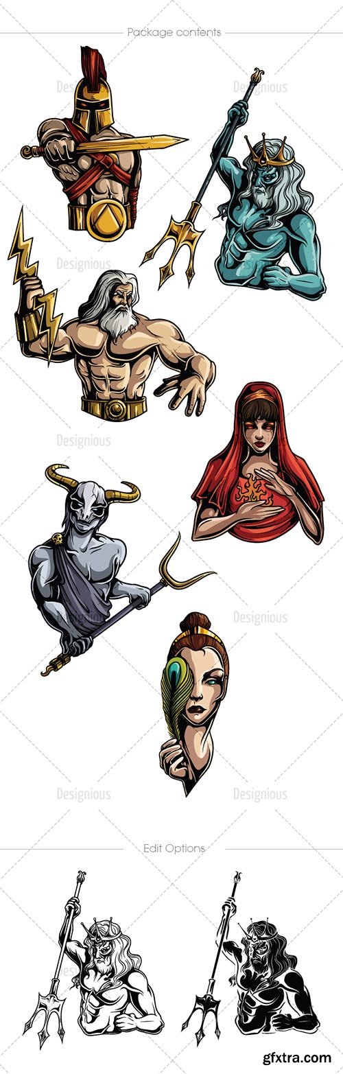 Greek Mythological Mega Pack, 60 Characters in 8xEPS