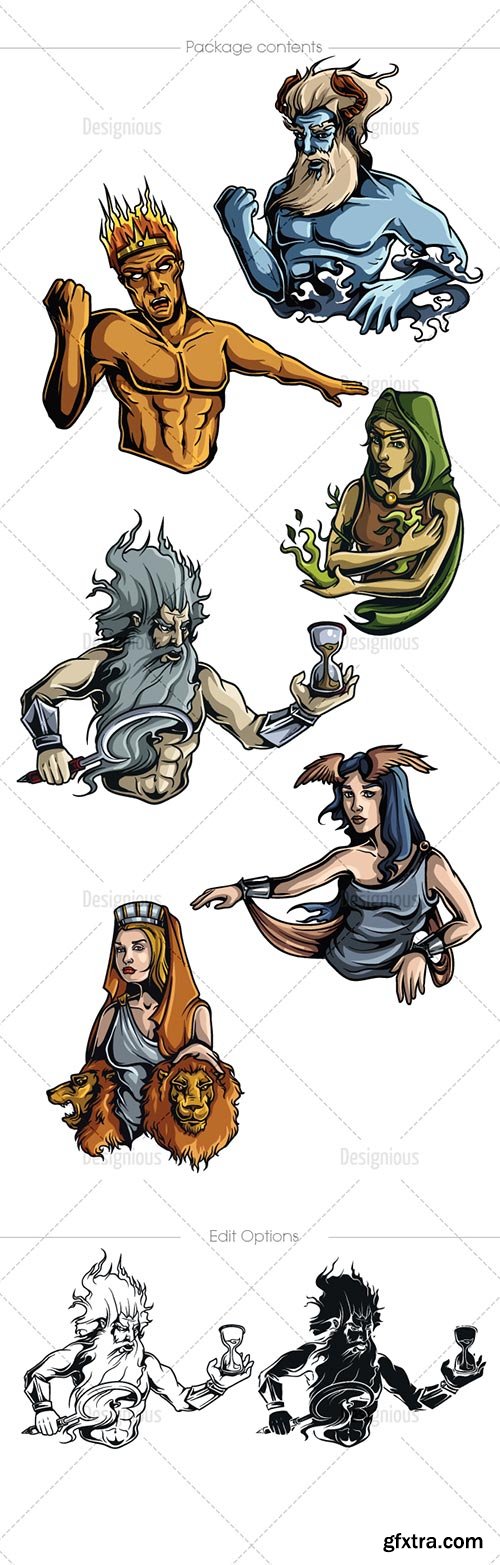 Greek Mythological Mega Pack, 60 Characters in 8xEPS