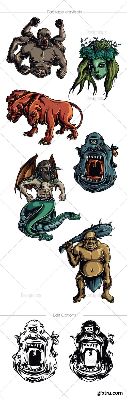 Greek Mythological Mega Pack, 60 Characters in 8xEPS