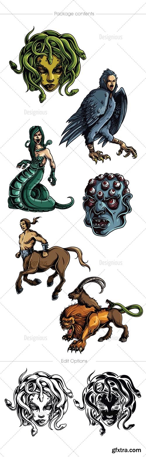 Greek Mythological Mega Pack, 60 Characters in 8xEPS