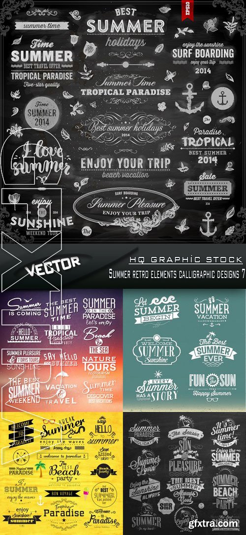 Stock Vector - Summer retro elements calligraphic designs 7 Stock Vector - Summer retro elements calligraphic designs 7