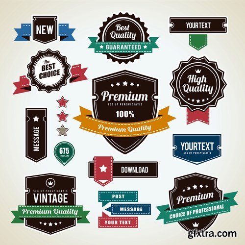 Stock Vector - Big set of vector stickers,labels and ribbons