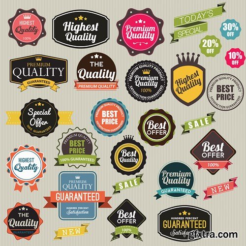 Stock Vector - Big set of vector stickers,labels and ribbons