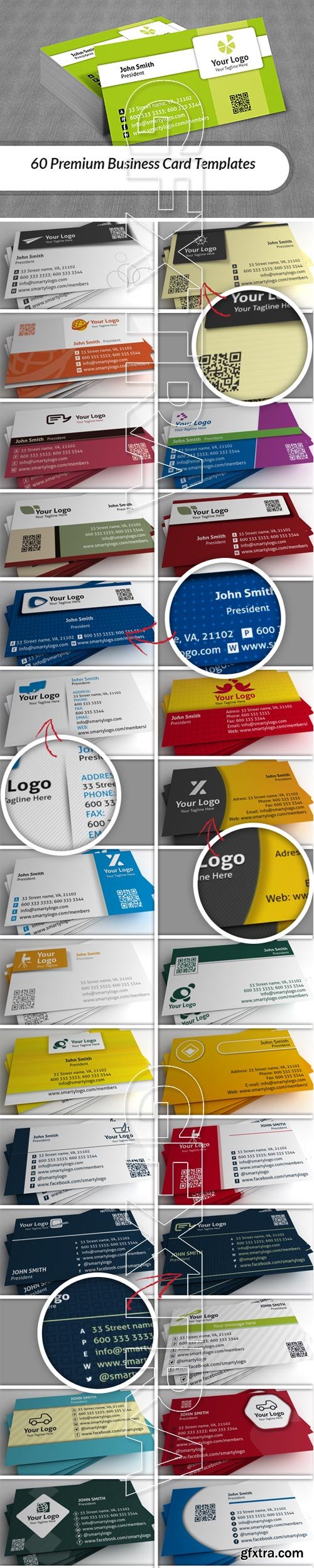 SmartyLogo - 60 Premium Business Card Templates PSD