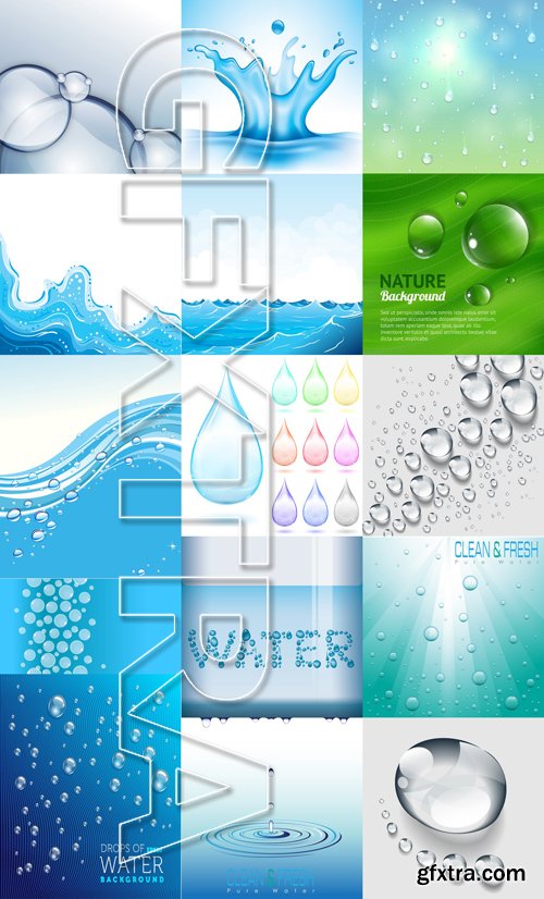Stock Vectors - Rain, Splash Water, Drops 3, 25xEPS Stock Vectors - Rain, Splash Water, Drops 3, 25xEPS
