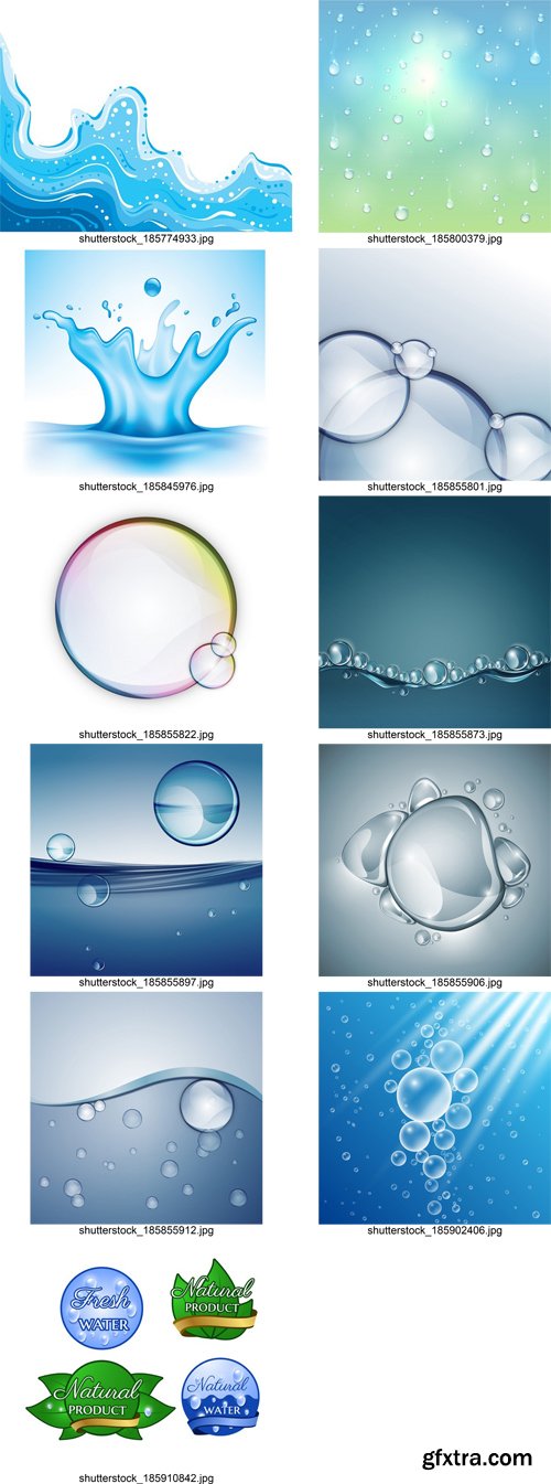 Stock Vectors - Rain, Splash Water, Drops 3, 25xEPS