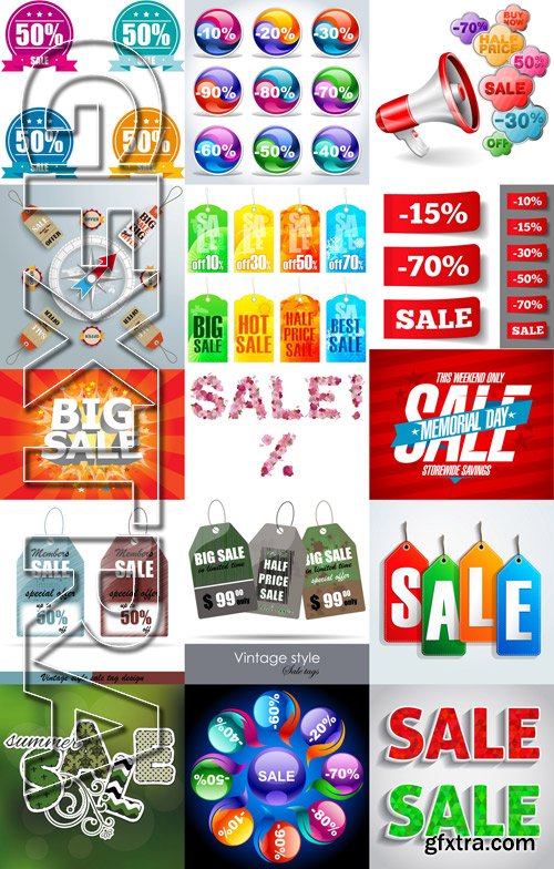 Stock Vectors - Sale Mix 2, stickers label, 25xEps