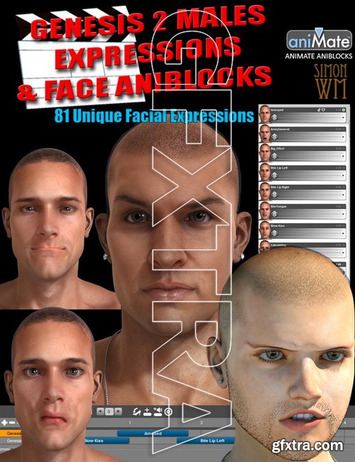 3D Model - Genesis 2 Male(s) Expressions & Face aniBlocks
