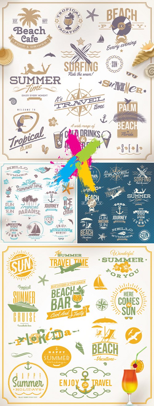 Summer Holidays Design Elements Vector