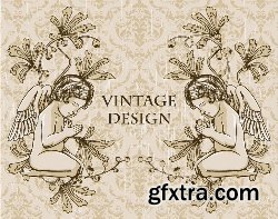 100 Vintage illustrations Vector Pack