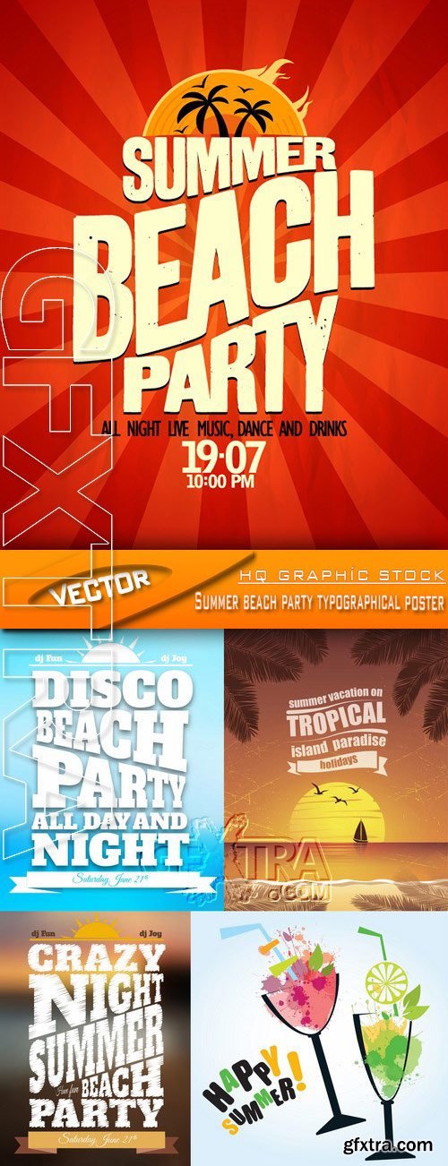Stock Vector - Summer beach party typographical poster Stock Vector - Summer beach party typographical poster