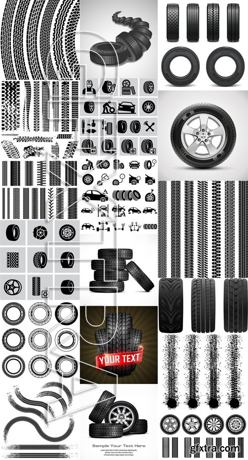 Stock Vectors - Tire, Braking distance, 25xEPS Stock Vectors - Tire, Braking distance, 25xEPS