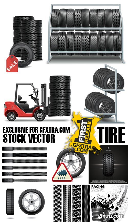 Stock Vectors - Tire, Braking distance, 25xEPS Stock Vectors - Tire, Braking distance, 25xEPS