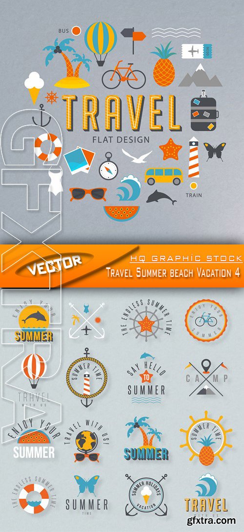Stock Vector - Travel Summer beach Vacation 4 Stock Vector - Travel Summer beach Vacation 4