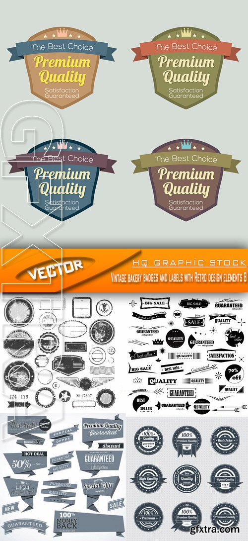 Stock Vector - Vintage bakery badges and labels with Retro design elements 8