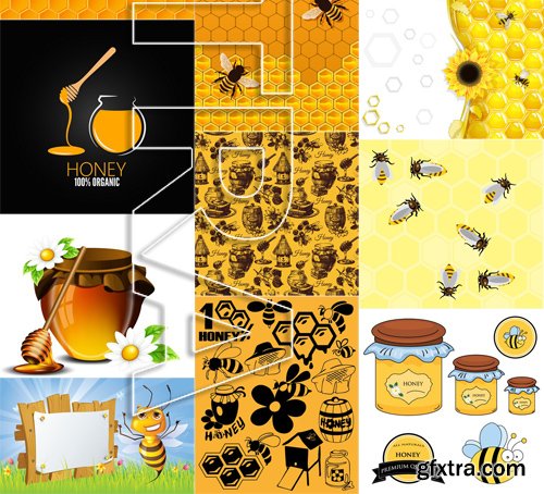 Stock Vectors - Honey, Bee, 25xEPS Stock Vectors - Honey, Bee, 25xEPS