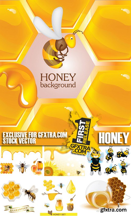 Stock Vectors - Honey, Bee, 25xEPS Stock Vectors - Honey, Bee, 25xEPS