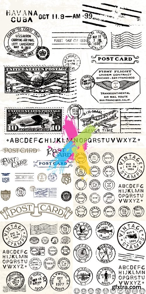 Vintage Postage Stamps Vector