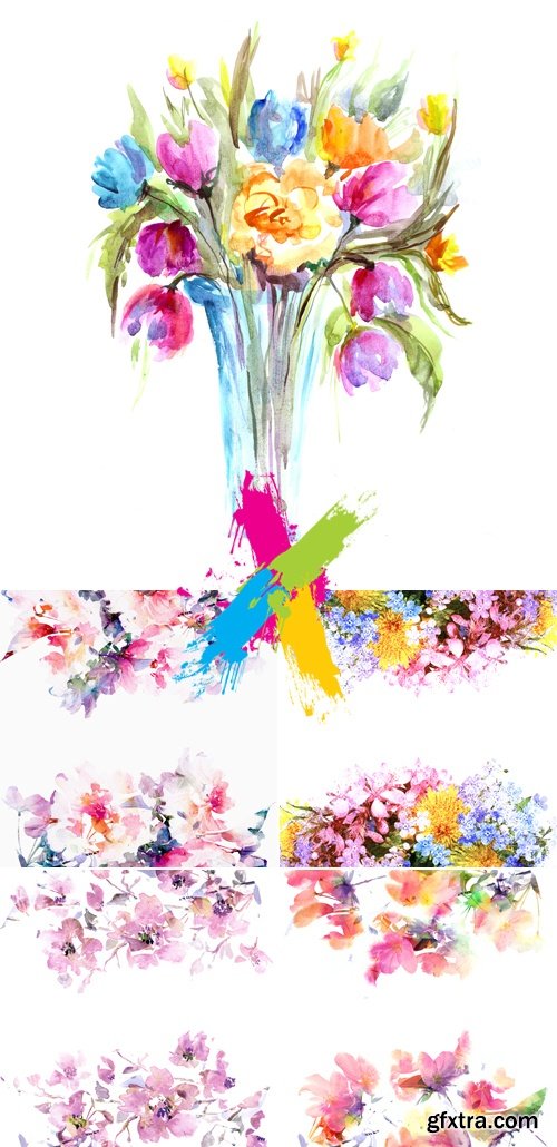 Stock Photo - Watercolor Floral Backgrounds