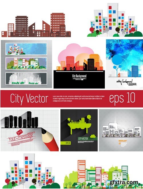 Stock Vectors - City background, 25xEPS
