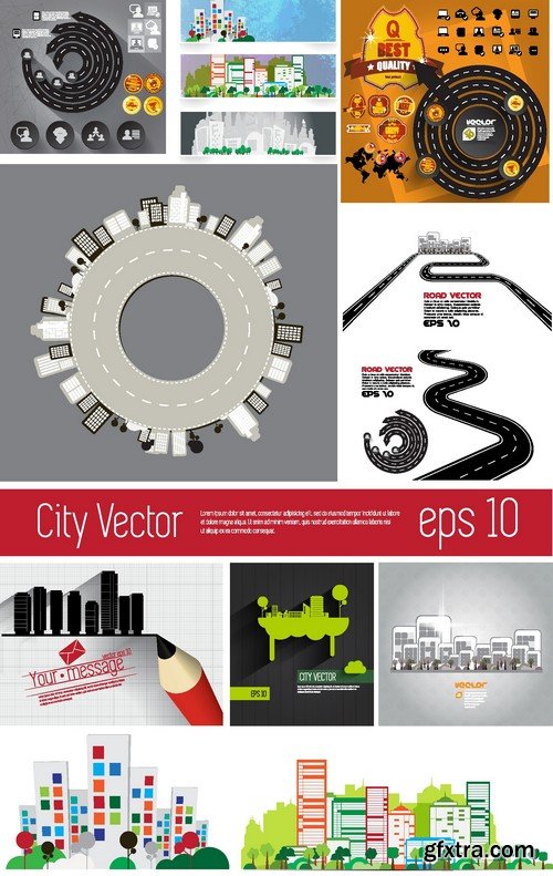 Stock Vectors - City background, 25xEPS