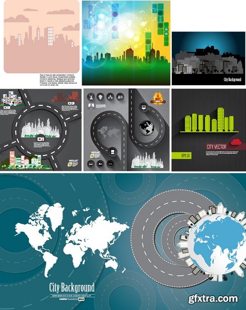 Stock Vectors - City background, 25xEPS