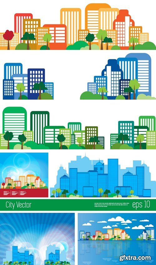 Stock Vectors - City background, 25xEPS