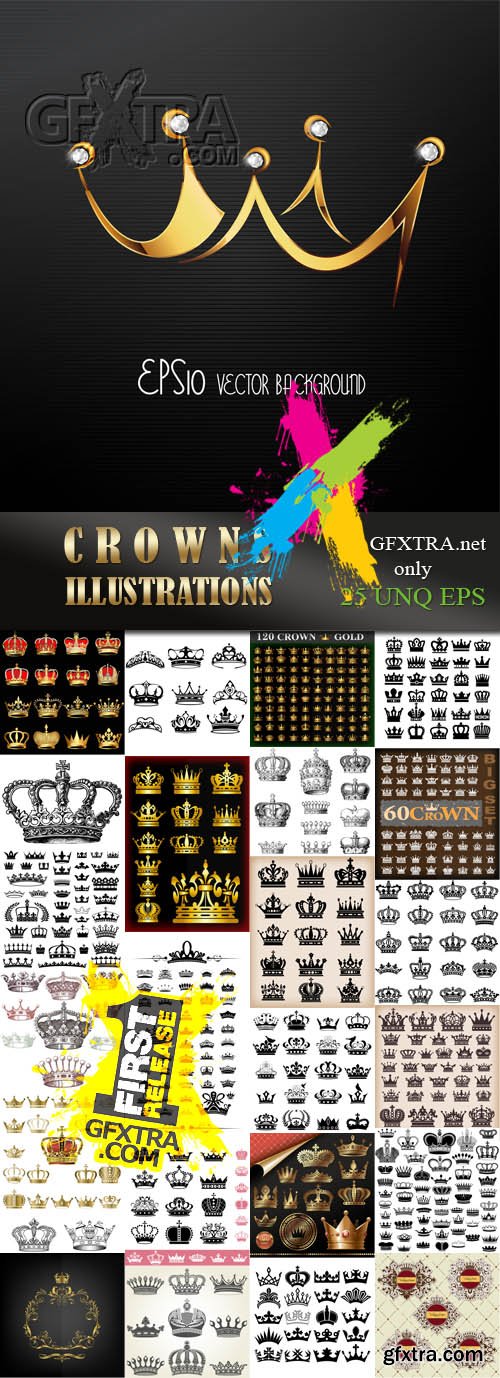 Crowns illustrations, 25xEPS Crowns illustrations, 25xEPS