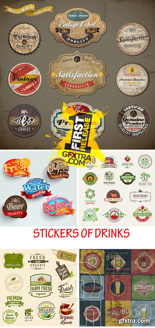 Amazing SS - Stickers of drinks, 25xEPS Amazing SS - Stickers of drinks, 25xEPS