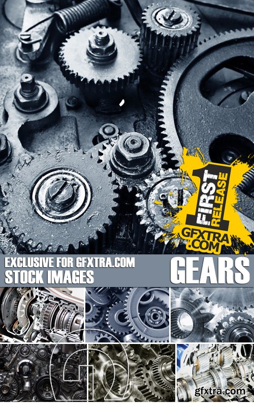 Stock Photos - Gears, cogwheel, mechanism, 25xJPG