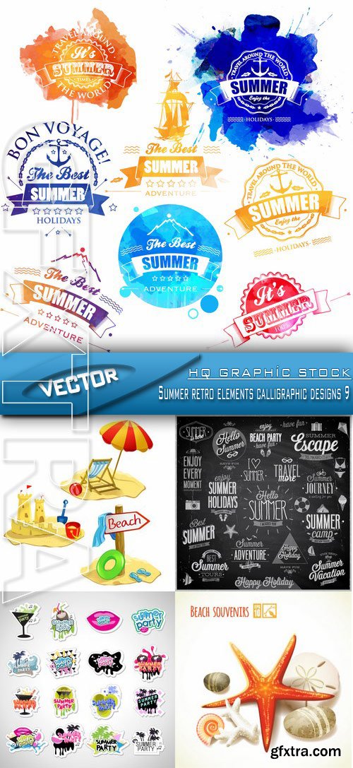 Stock Vector - Summer retro elements calligraphic designs 9 Stock Vector - Summer retro elements calligraphic designs 9