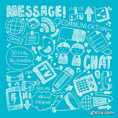 Amazing SS - Doodle Communication Social Backround, 25xEPS