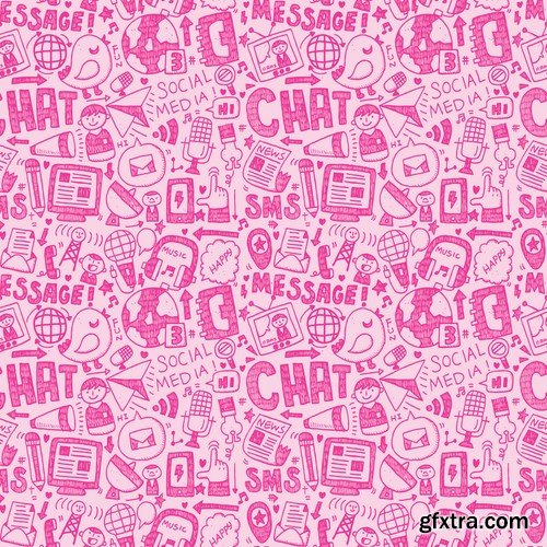 Amazing SS - Doodle Communication Social Backround, 25xEPS